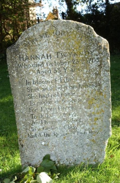 The gravestone of Hannah Twynnoy Malmesbury